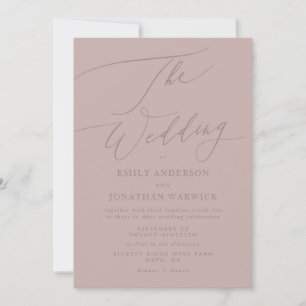 Invitación Moderno Boda de caligrafía simple de color rosa