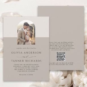 Invitación Moderno Boda de código de arco de fotos elegante m
