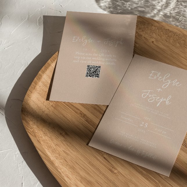 Invitación Moderno Boda de código elegante Boho QR de Rubor (Subido por el creador)
