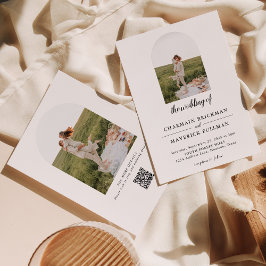 Invitación Moderno Boda de código QR de fotografía de arco si