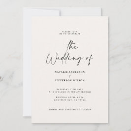 Invitación Moderno boda de código QR mínimo en blanco negro