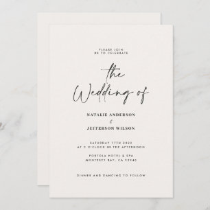 Invitación Moderno boda de código QR mínimo en blanco negro