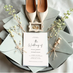 Invitación Moderno boda de código QR mínimo en blanco negro