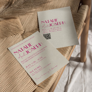 Invitación Moderno Boda de código QR Retro Francés Británico