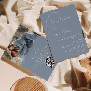 Invitación Moderno Boda de código RSVP RSVP azul polvo sencil