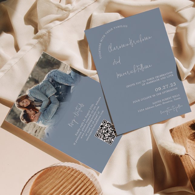 Invitación Moderno Boda de código RSVP RSVP azul polvo sencil (Subido por el creador)