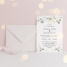 Invitación Moderno Boda de color de agua de aireación dorada