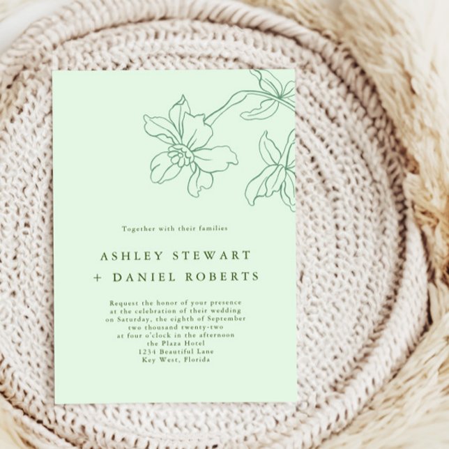 Invitación Moderno Boda de color verde salado botánico (Subido por el creador)