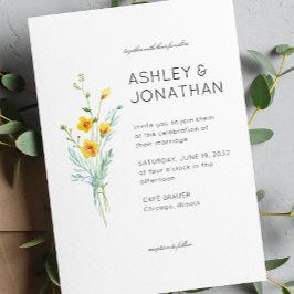 Invitación Moderno Boda de detalles florales Minimalistas