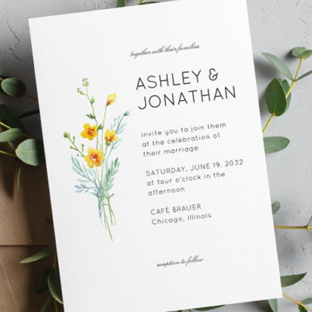 Invitación Moderno Boda de detalles florales Minimalistas (Subido por el creador)