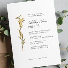 Invitación Moderno Boda de detalles florales mínimos en ducha