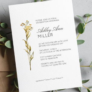 Invitación Moderno Boda de detalles florales mínimos en ducha