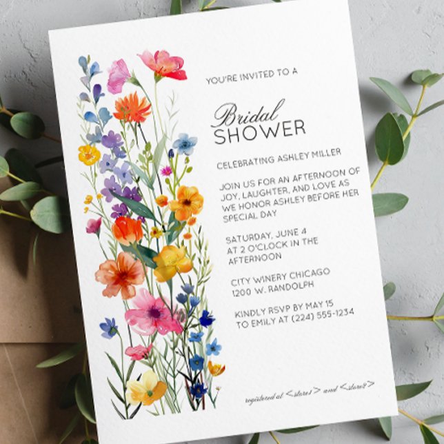 Invitación Moderno Boda de detalles florales mínimos en ducha (Subido por el creador)