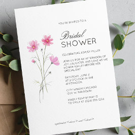 Invitación Moderno Boda de detalles florales mínimos en ducha