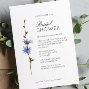 Invitación Moderno Boda de detalles florales mínimos en ducha