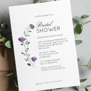 Invitación Moderno Boda de detalles florales mínimos en ducha