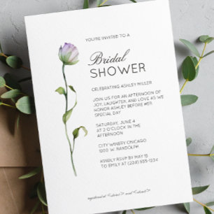 Invitación Moderno Boda de detalles florales mínimos en ducha