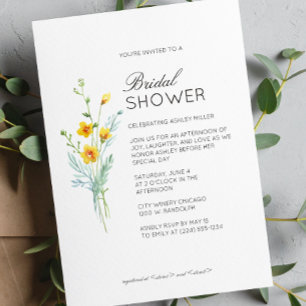 Invitación Moderno Boda de detalles florales mínimos en ducha