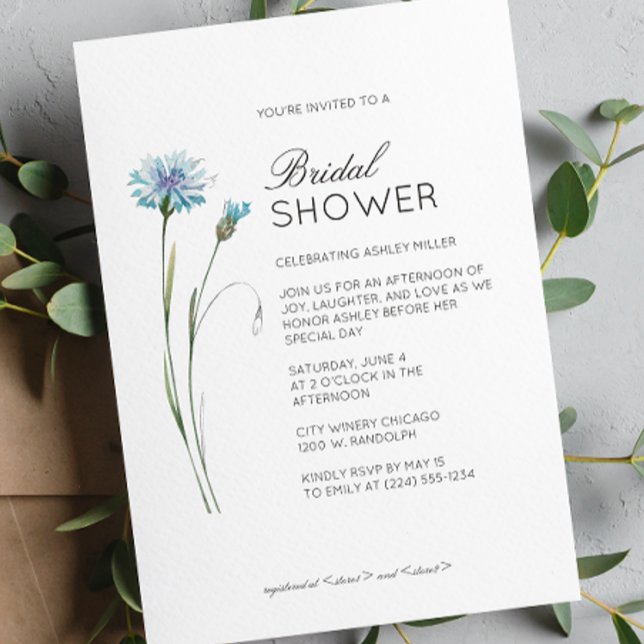 Invitación Moderno Boda de detalles florales mínimos en ducha (Subido por el creador)