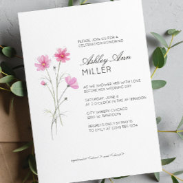Invitación Moderno Boda de detalles florales mínimos en ducha