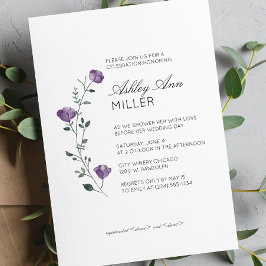 Invitación Moderno Boda de detalles florales mínimos en ducha