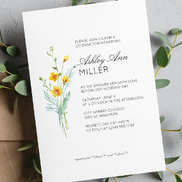Invitación Moderno Boda de detalles florales mínimos en ducha