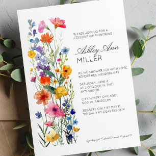Invitación Moderno Boda de detalles florales mínimos en ducha