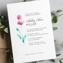 Invitación Moderno Boda de detalles florales mínimos en ducha