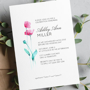 Invitación Moderno Boda de detalles florales mínimos en ducha