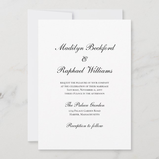 Invitación Moderno Boda de Elegancia Formal (Anverso)