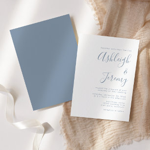 Invitación Moderno Boda de escritura azul turbulento mínimo