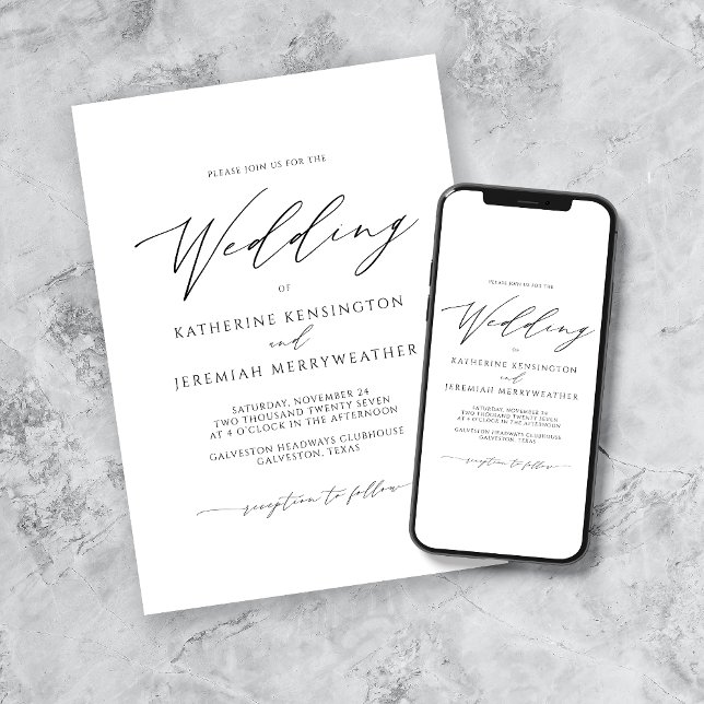 Invitación Moderno Boda de escritura Minimalista elegante (Subido por el creador)