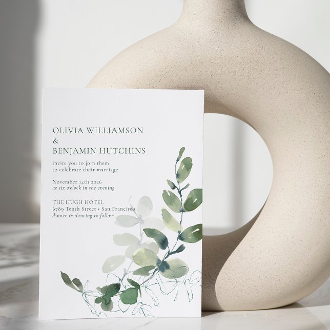 Invitación Moderno Boda de Eucalipto Verde Botánico Rústico (Subido por el creador)