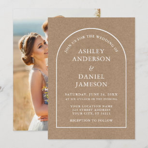 Invitación Moderno Boda de fotografía Arch Kraft con estilo