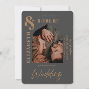 Invitación Moderno Boda de fotografía audaz y elegante de col
