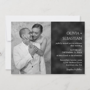 Invitación Moderno Boda de fotografía con textura en negro mí