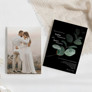 Invitación Moderno Boda de fotografía de color verde negro