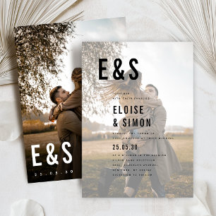 Invitación Moderno Boda de fotografía de gran negrita y gran 