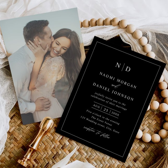 Invitación Moderno Boda de fotografía de superposición mínima (Subido por el creador)