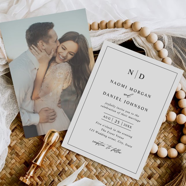 Invitación Moderno Boda de fotografía de superposición mínima (Subido por el creador)