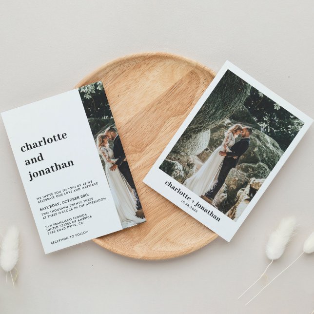 Invitación Moderno Boda de fotografía derecha simple y elegan (Subido por el creador)