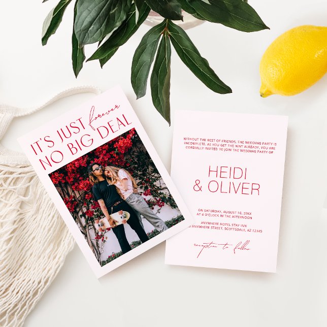 Invitación Moderno Boda de fotografía digital rosa Rubor Míni (Subido por el creador)