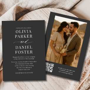 Invitación Moderno Boda de fotografía elegante de código QR