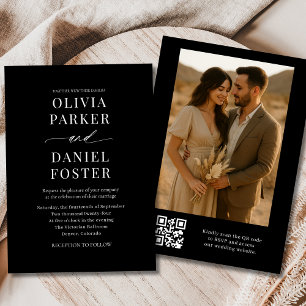 Invitación Moderno Boda de fotografía elegante de código QR n