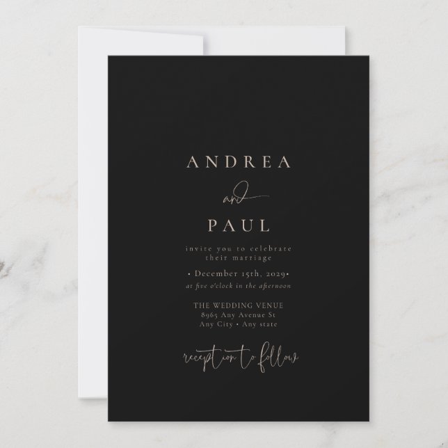 Invitación Moderno Boda de fotografía elegante Minimalista (Anverso)