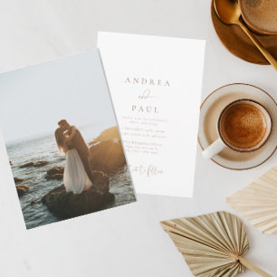 Invitación Moderno Boda de fotografía elegante Minimalista