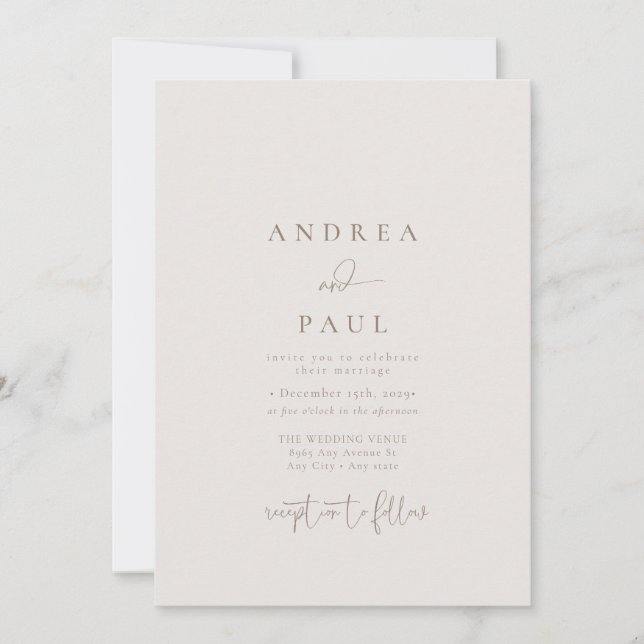 Invitación Moderno Boda de fotografía elegante Minimalista (Anverso)