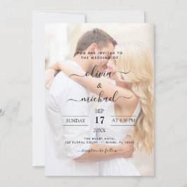 Invitación Moderno Boda de fotografía en negro y blanco super