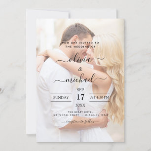 Invitación Moderno Boda de fotografía en negro y blanco super