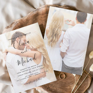 Invitación Moderno Boda de fotografía en negro y blanco super